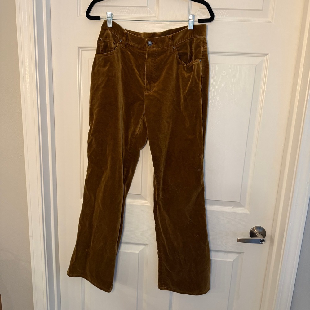 Ralph Lauren Pants Brown 10 Straight Leg Velvet Corduroy Boho Office‎ Wear